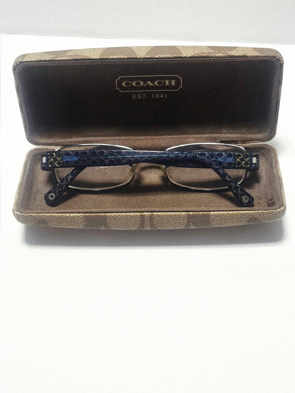 Coach HC5001 Taryn Blue Eyeglass Frames Semi-Rimless with Coach Case.